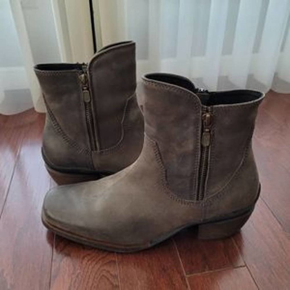 Wolky Alpine Gray Leather Ankle Boots Sz 39